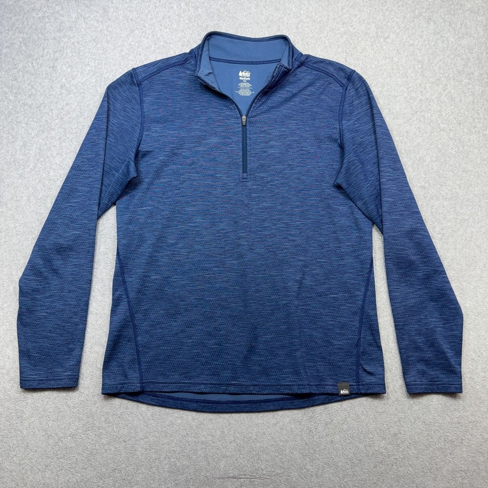 REI Co-op Pullover Mens Medium Blue 1/2 Zip Midweight Base Layer Performance